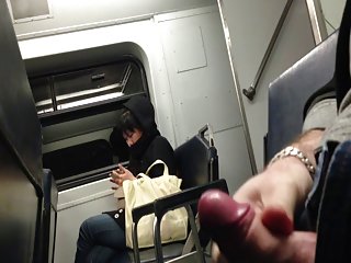 Porn hidden camera "flash" in train view photo cum train